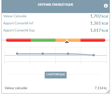 indicateur sur la dépense énergétique du patient 